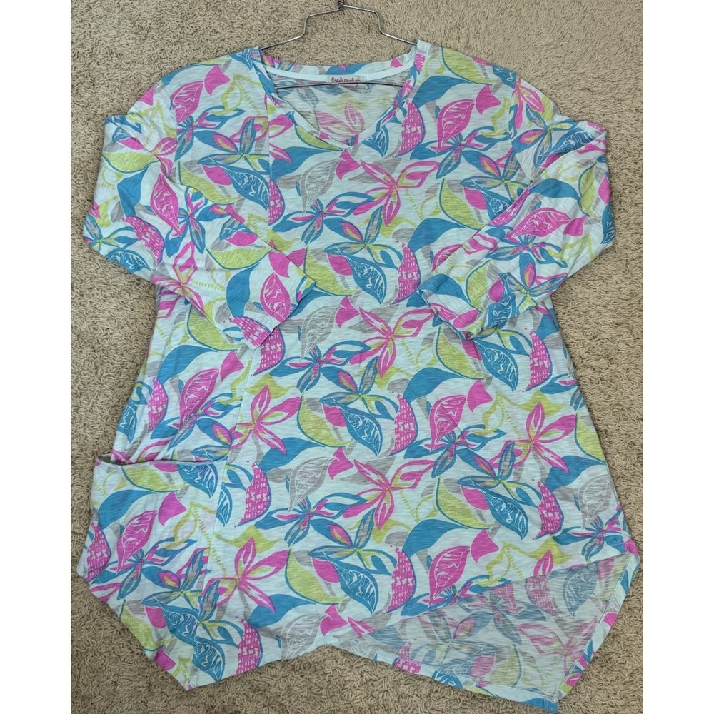 Fresh Produce Beachside Blooms Ella Pocket Asymmetrical Tunic Top Size L Coverup